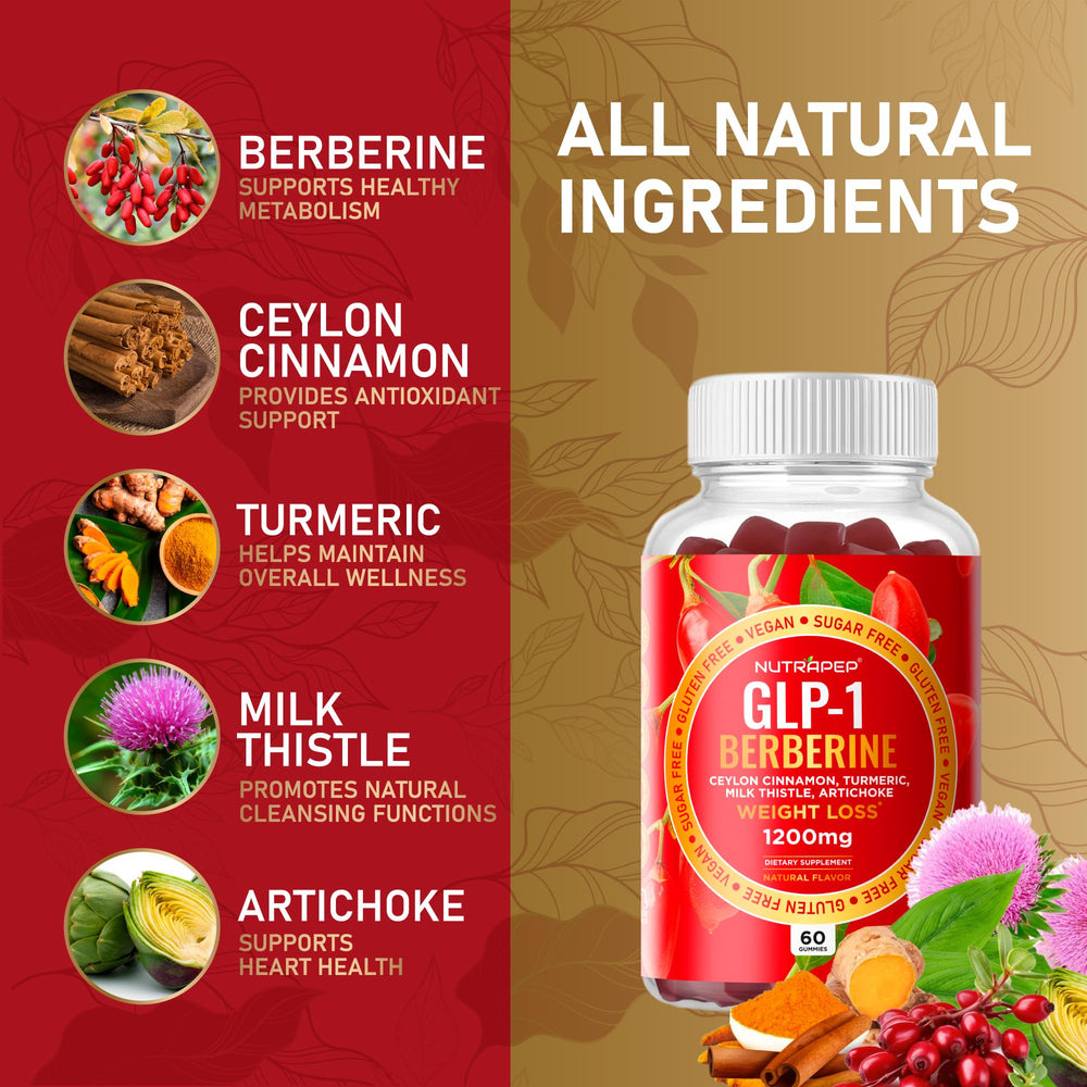 Berberine 1200mg ingredient highlight on NutraPep Gummies