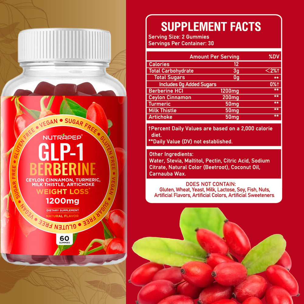 NutraPep Berberine HCl GLP-1 Gummies bottle back view