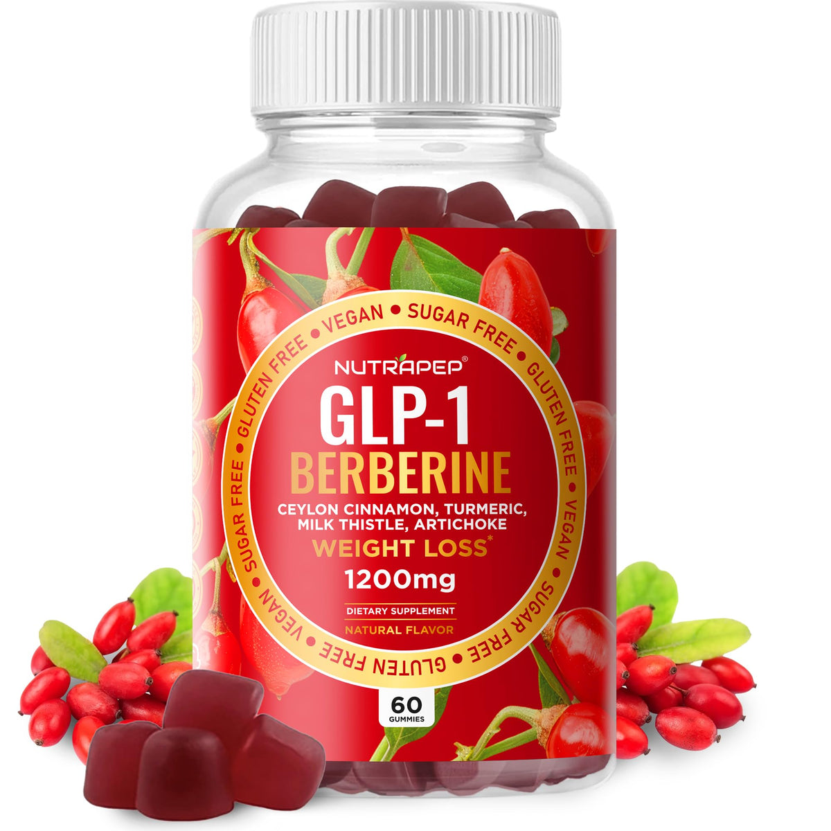 NutraPep Berberine HCl GLP-1 Gummies bottle front view