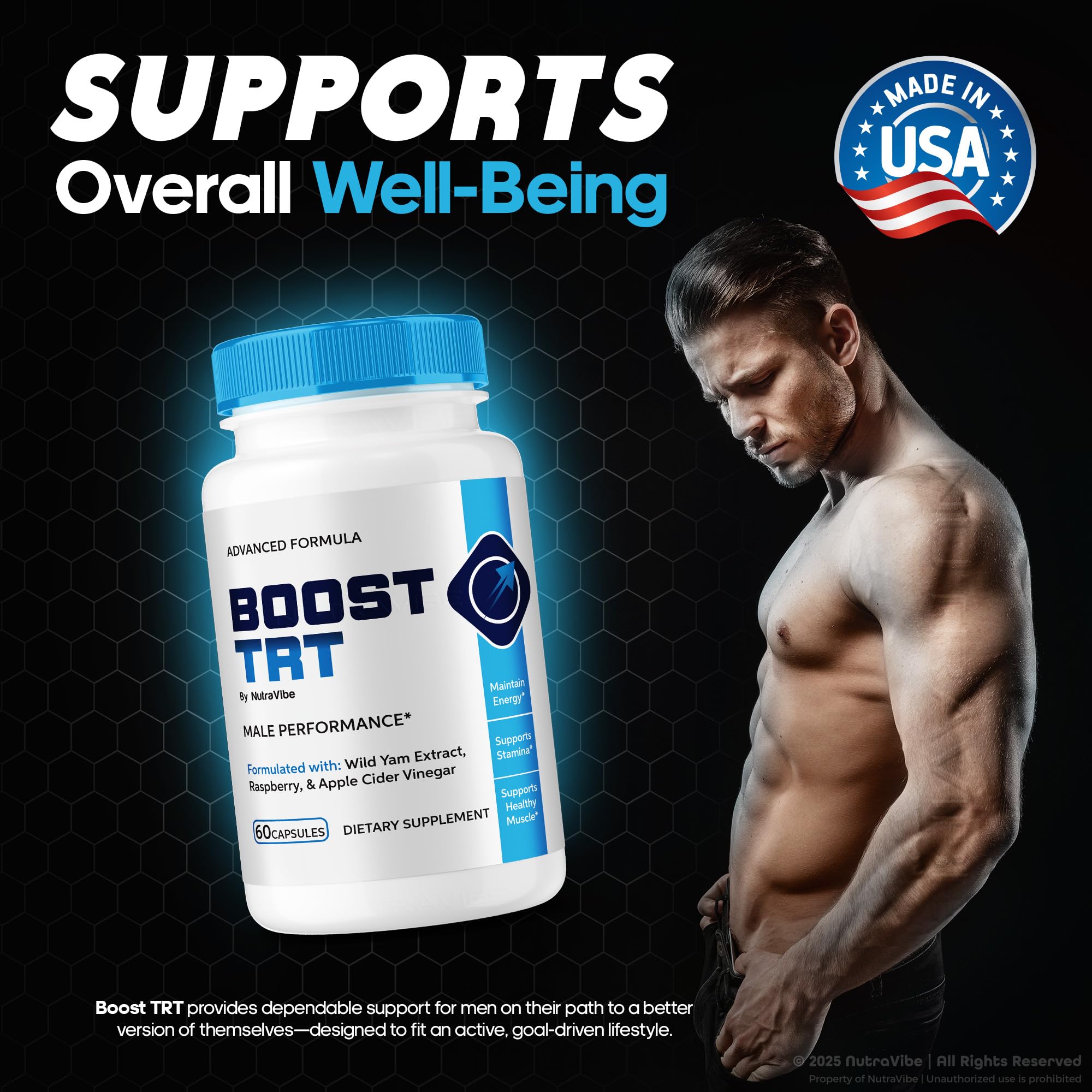 Official NutraVibe Boost TRT Capsules on white background