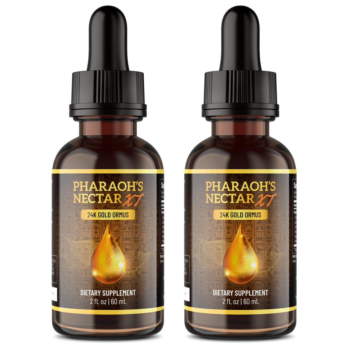 Nutraville Pharaohs Nectar XT bottle featuring 24K monoatomic gold
