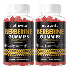 Nutravita Berberine Gummies 1500mg with Ceylon Cinnamon Strawberry flavor 2 pack hero image