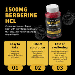 Two-pack Nutravita Berberine Gummies raspberry flavor product shot
