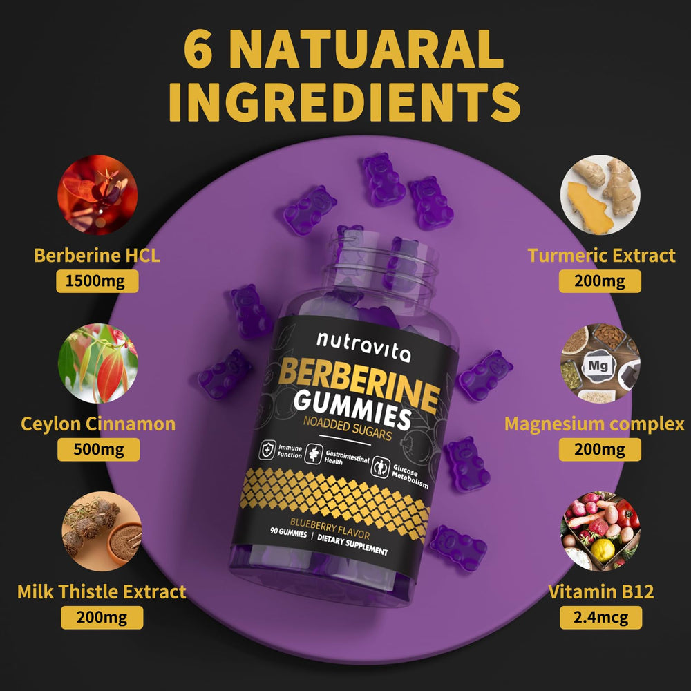 Sugar-free label on Nutravita Berberine Gummies packaging