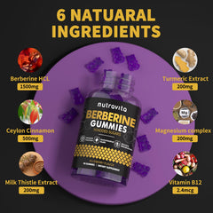 Sugar-free label on Nutravita Berberine Gummies packaging