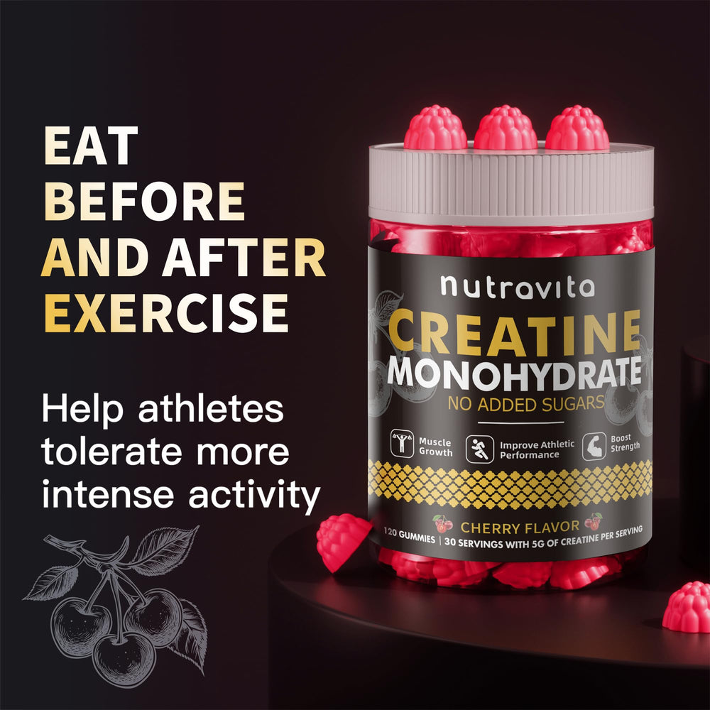 Bottle of Nutravita Creatine Monohydrate Gummies 120 count