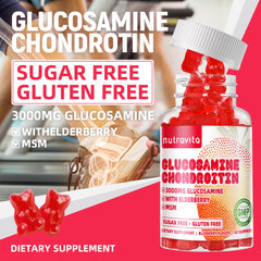 Ingredient panel showing 1500 mg glucosamine, 500 mg MSM and 200 mg chondroitin