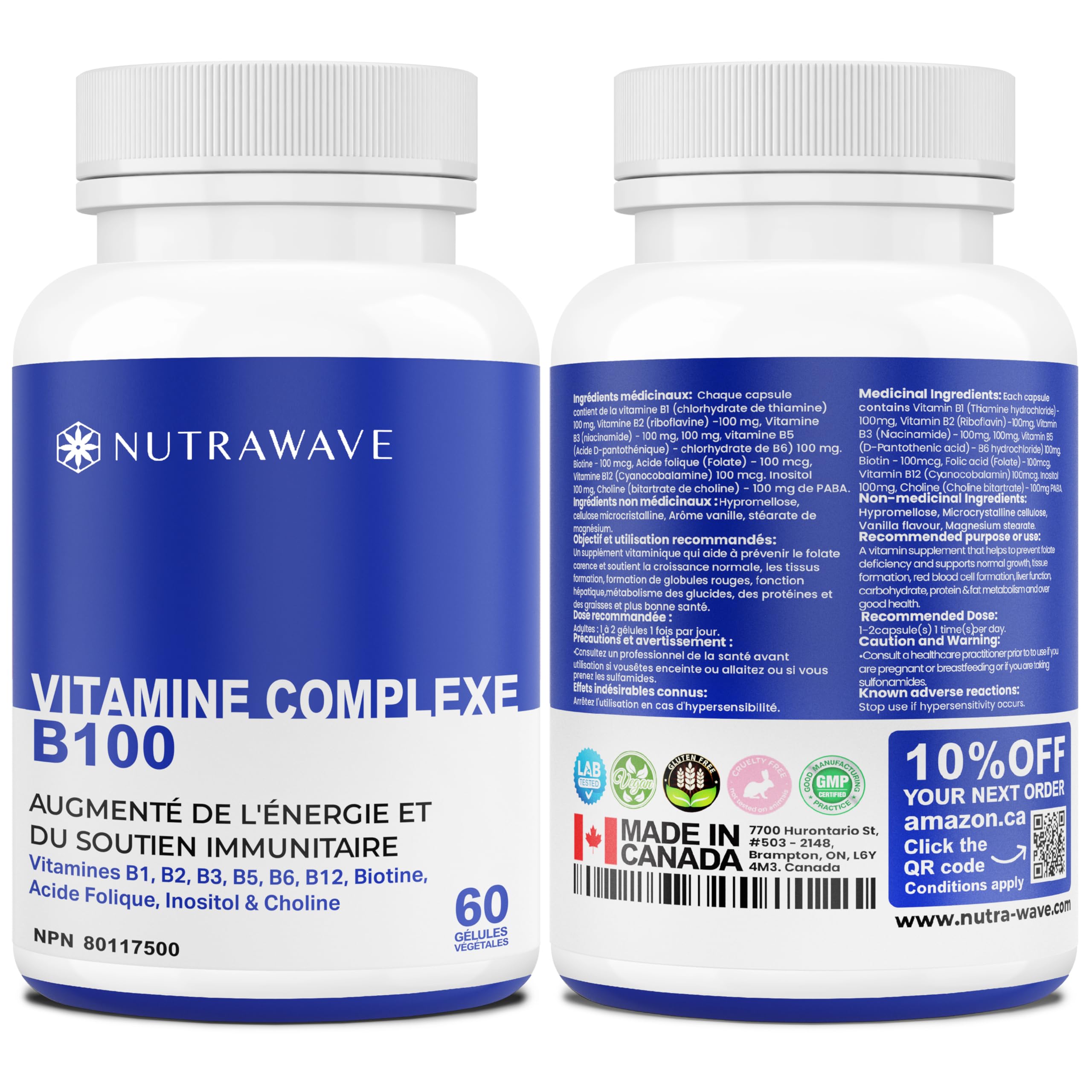 Daily dosage chart for Nutrawave Vitamin B Complex