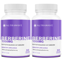 Nutrawave Berberine 1000mg bottle with 2-pack packaging on white background