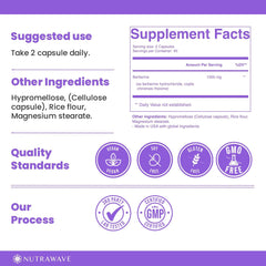 Close-up of the bottle label highlighting 1000mg per serving