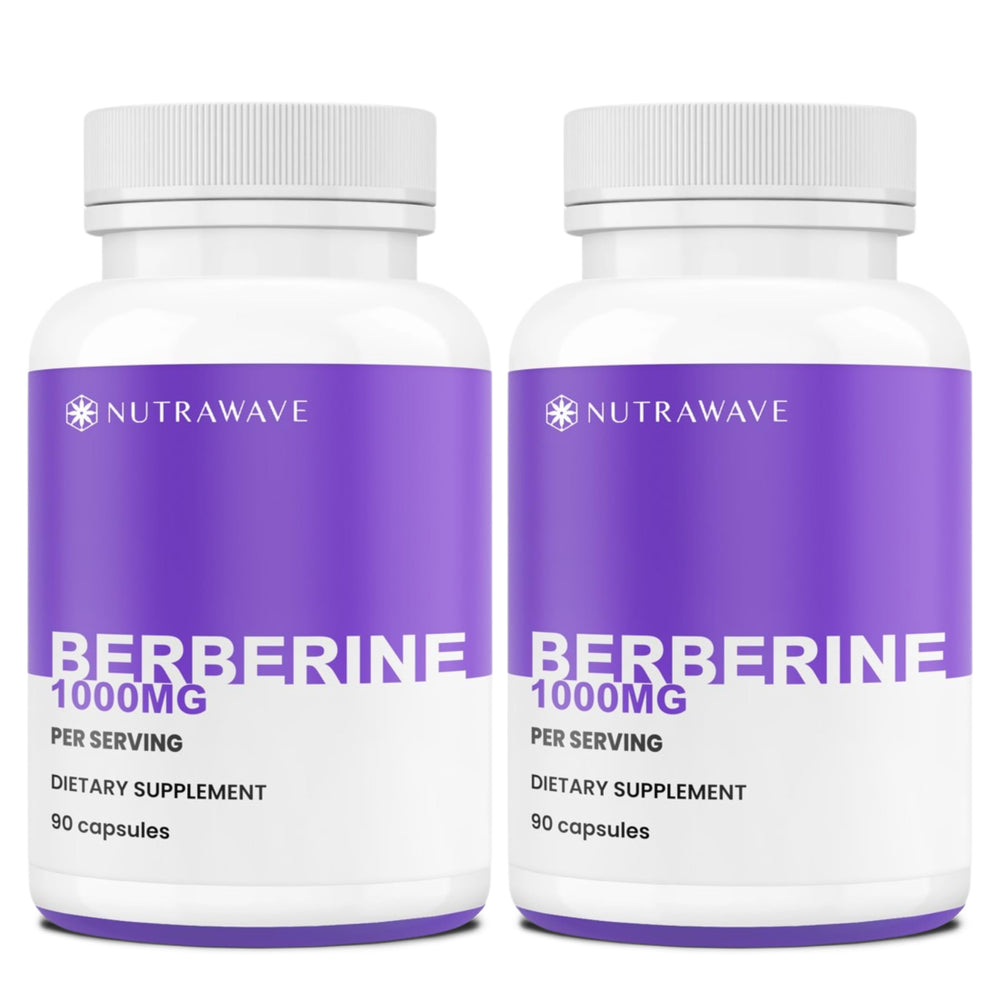 Nutra Wave Pure Berberine bottle shows 1000 mg per serving for daily metabolic support.