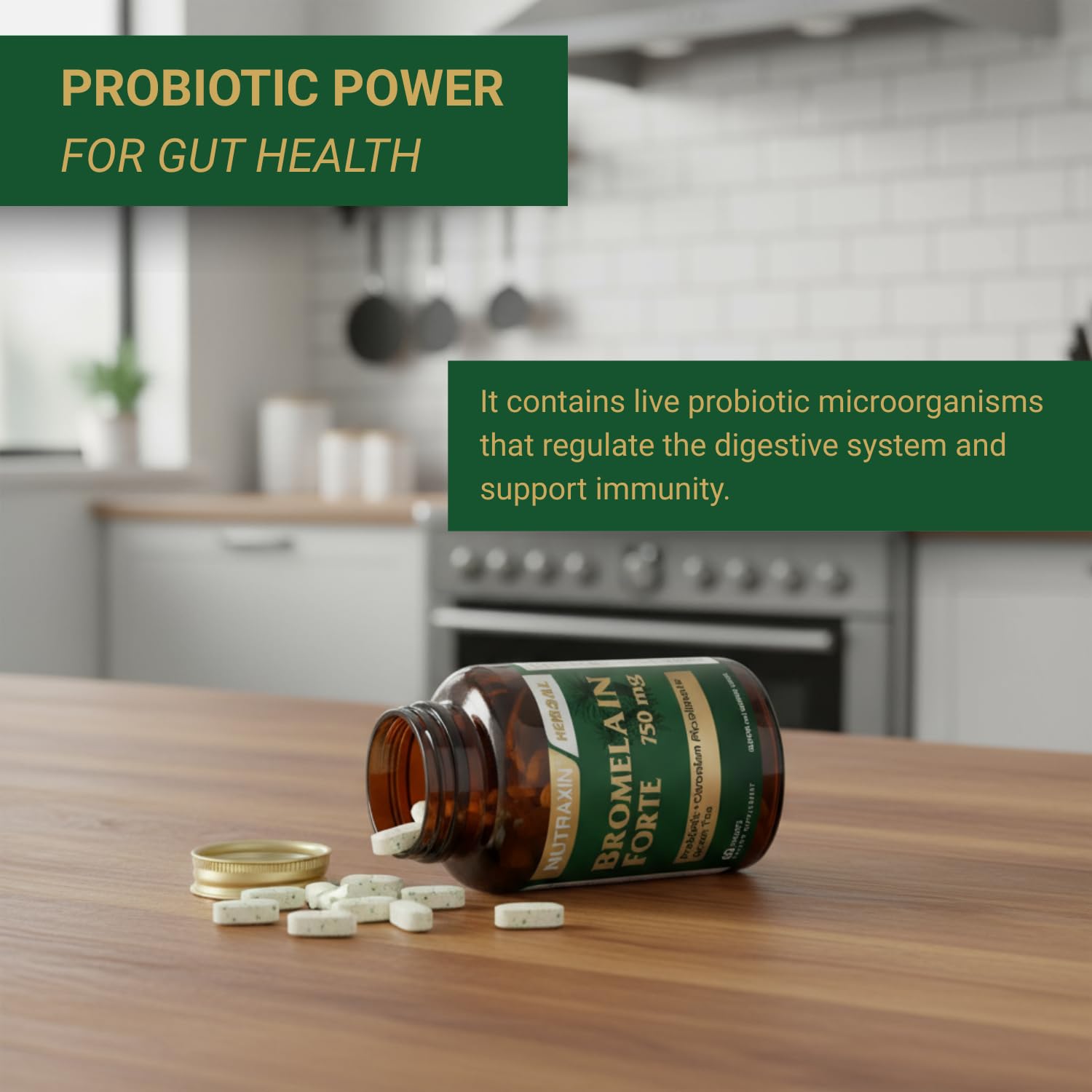 Nutrition and ingredients panel for Nutraxin Bromelain Forte