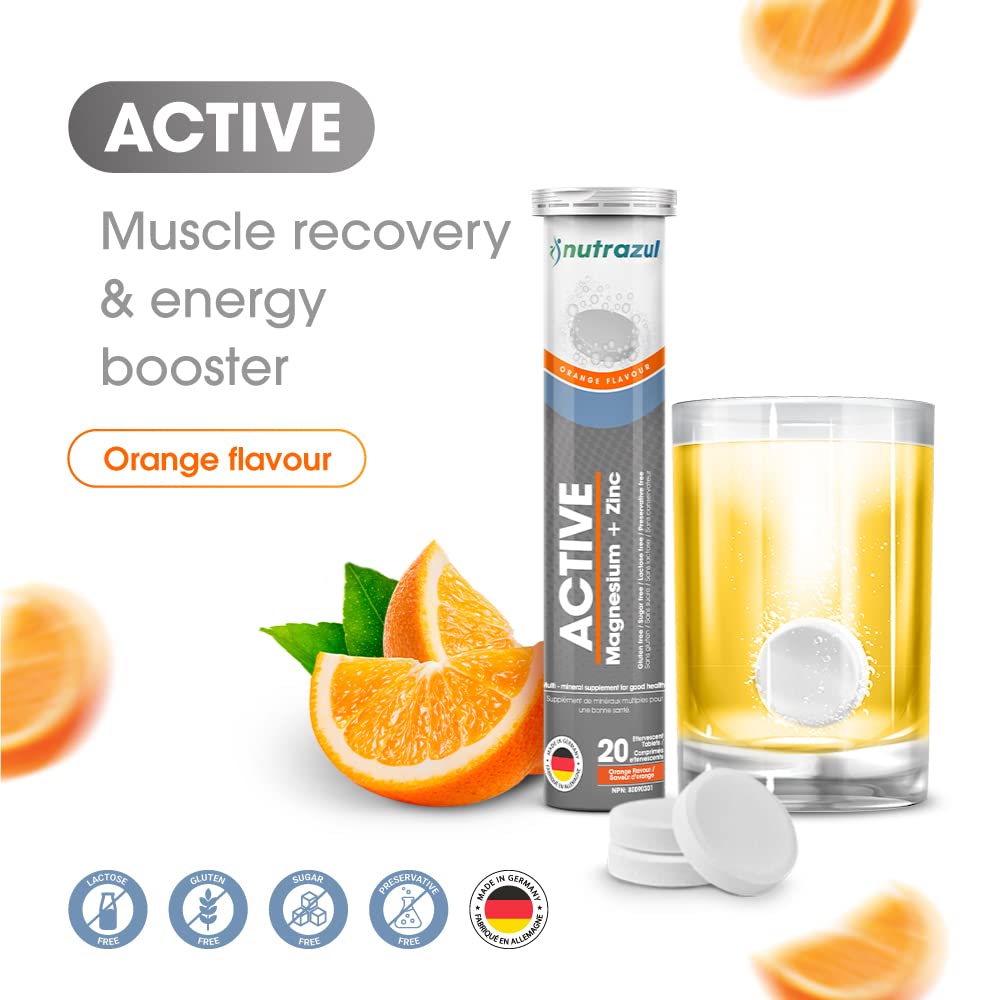 Close-up of orange flavor effervescent tablets from Nutrazul