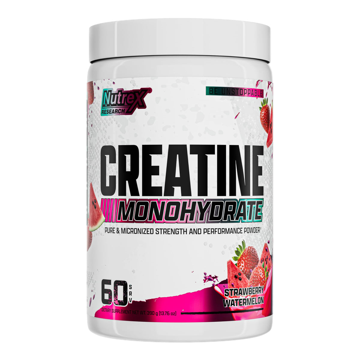Nutrex Research Flavored Creatine Powder Strawberry Watermelon canister label