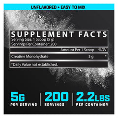 Nutrex Creatine Monohydrate 1kg bottle label with nutrition details