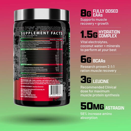 Close-up of Nutrex EAA Hydration Apple Pear powder scoop