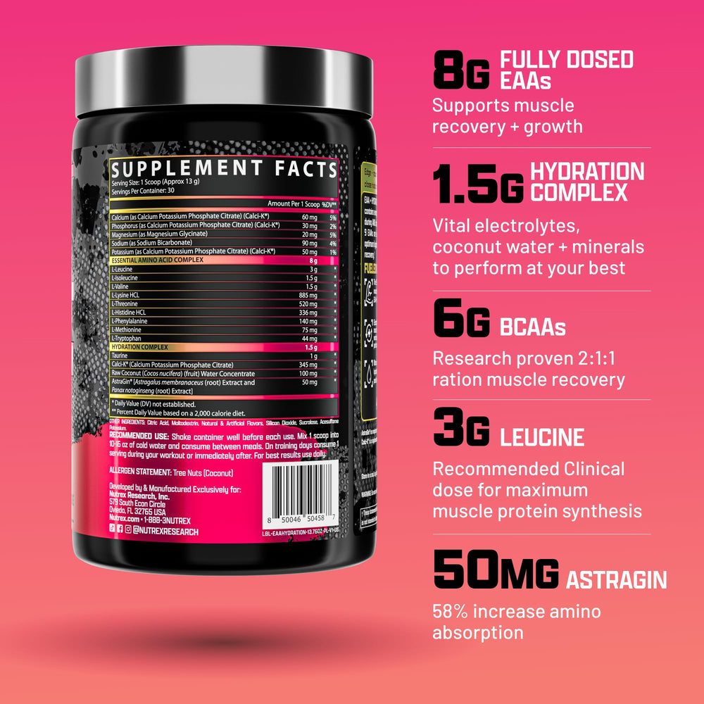 Label highlighting 8G essential amino acids and BCAAs