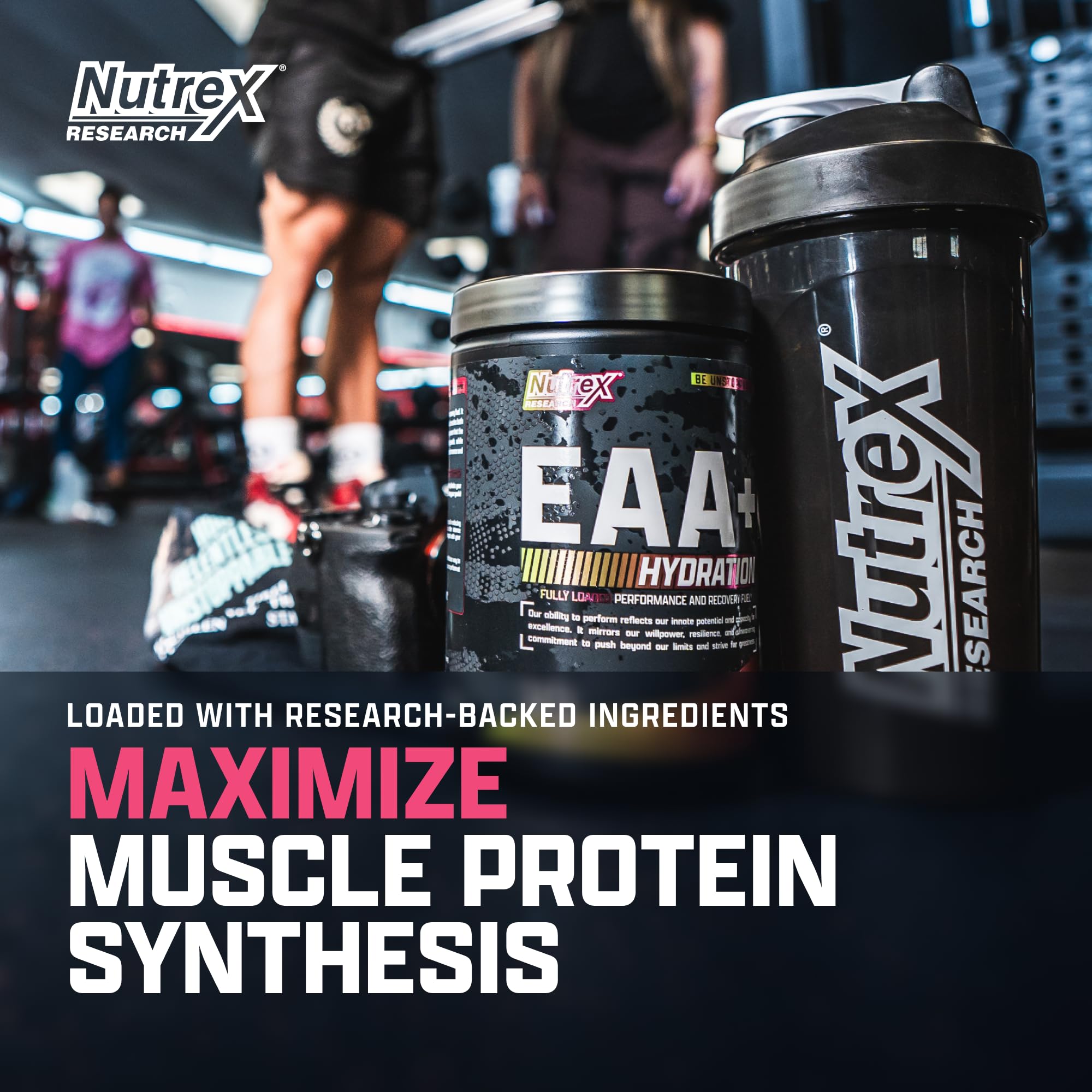 Nutrition facts panel close-up for EAA + BCAA formula