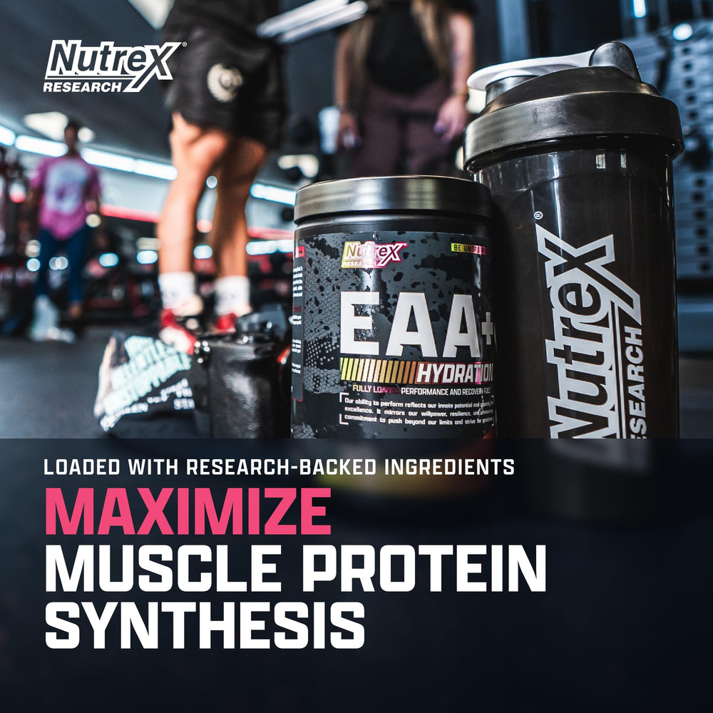 Nutrition facts panel close-up for EAA + BCAA formula