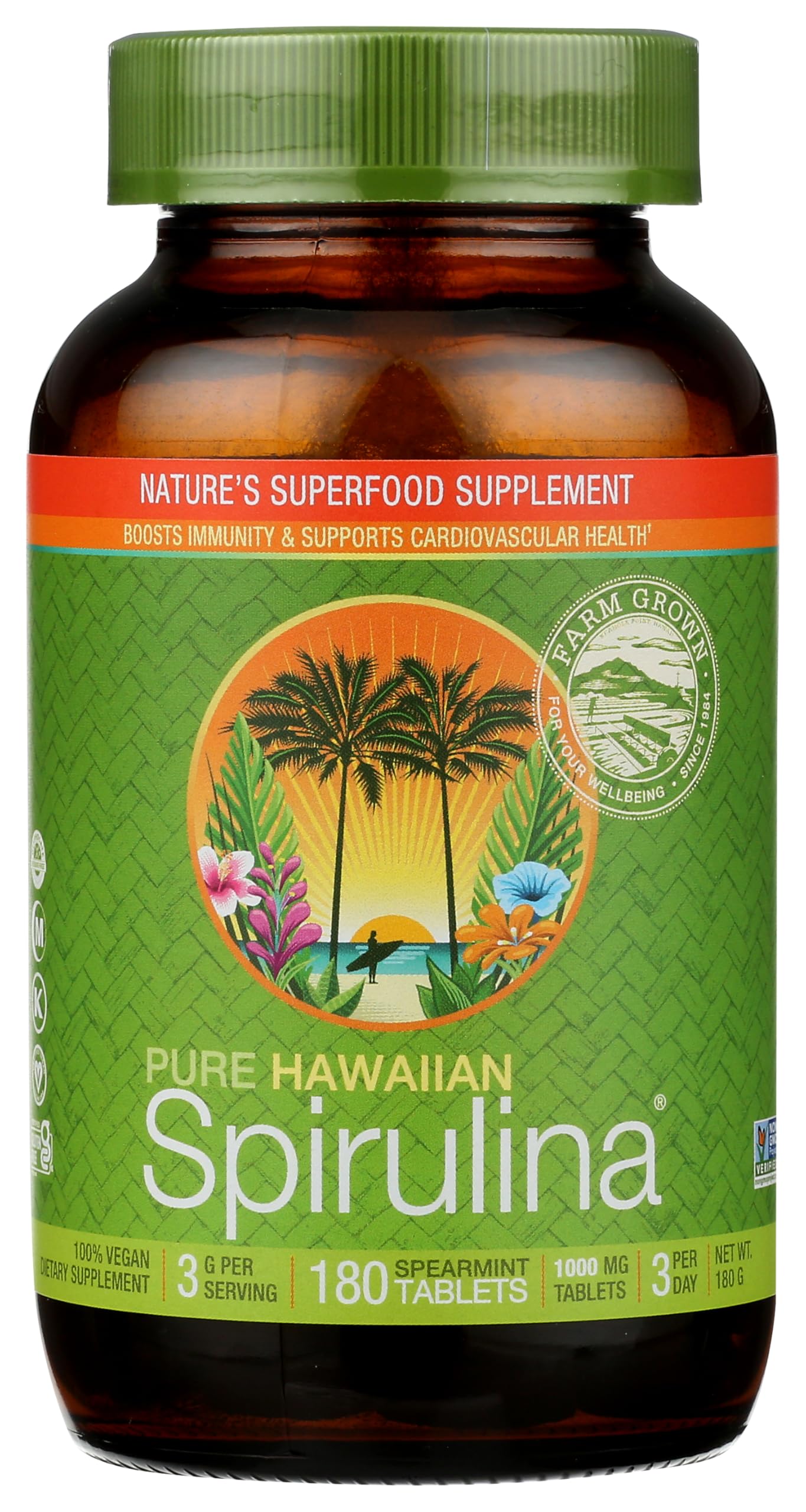 Nutrex Hawaii Pure Hawaiian Spirulina 1000 mg spearmint tablets bottle