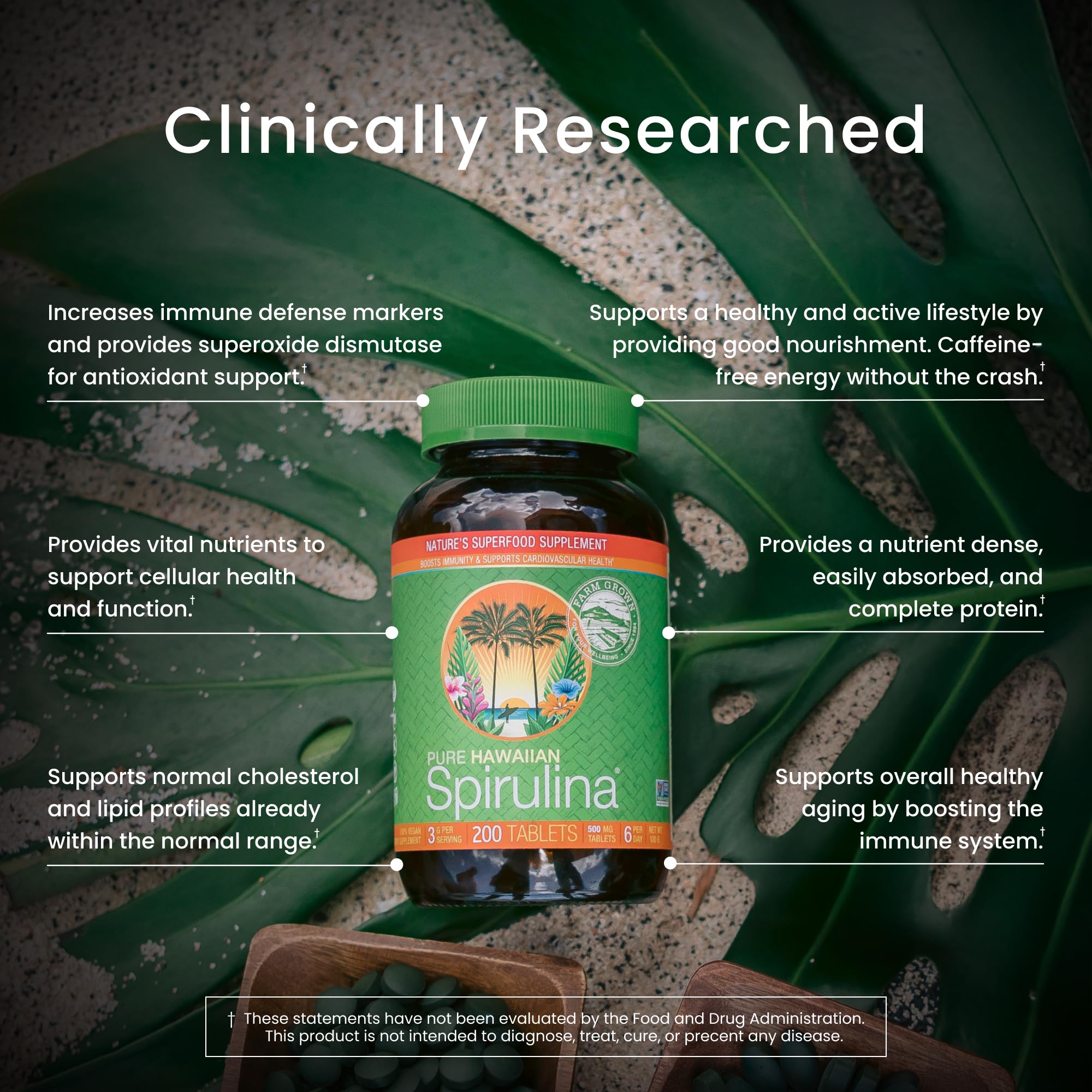 Close-up of spirulina tablets