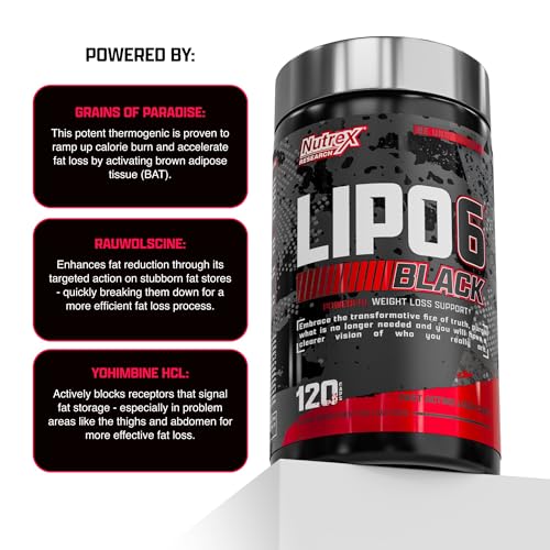 Nutrex Lipo-6 Black Max bottle with label reading Max Strength