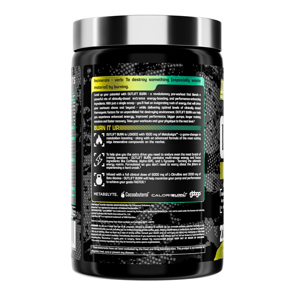 Ingredients blend of Outlift Burn pre-workout