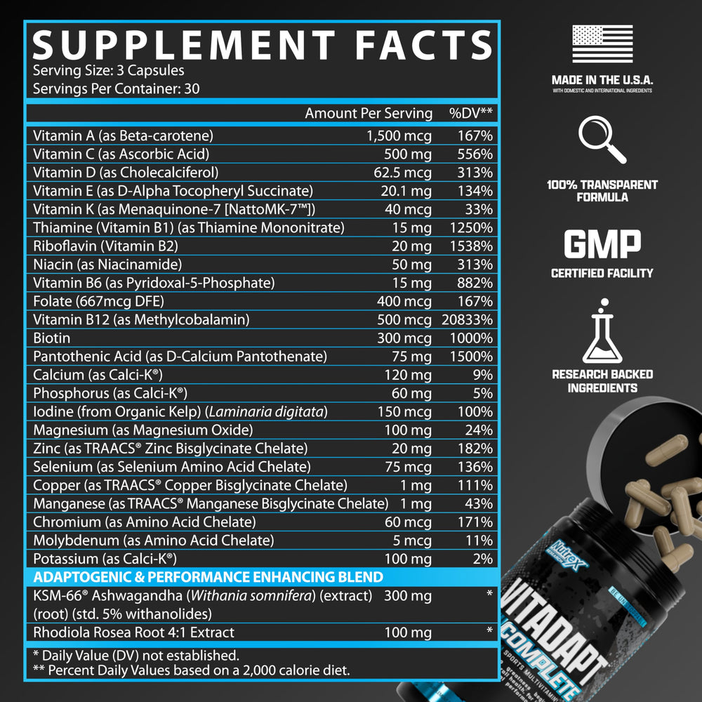 Vitamin and mineral ingredients close-up