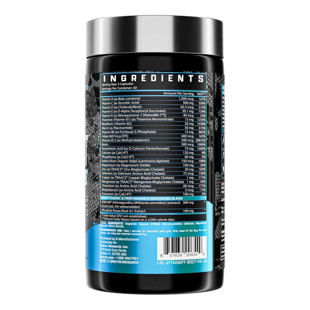 Nutrex Vitadapt Men Multivitamin product shot with capsules