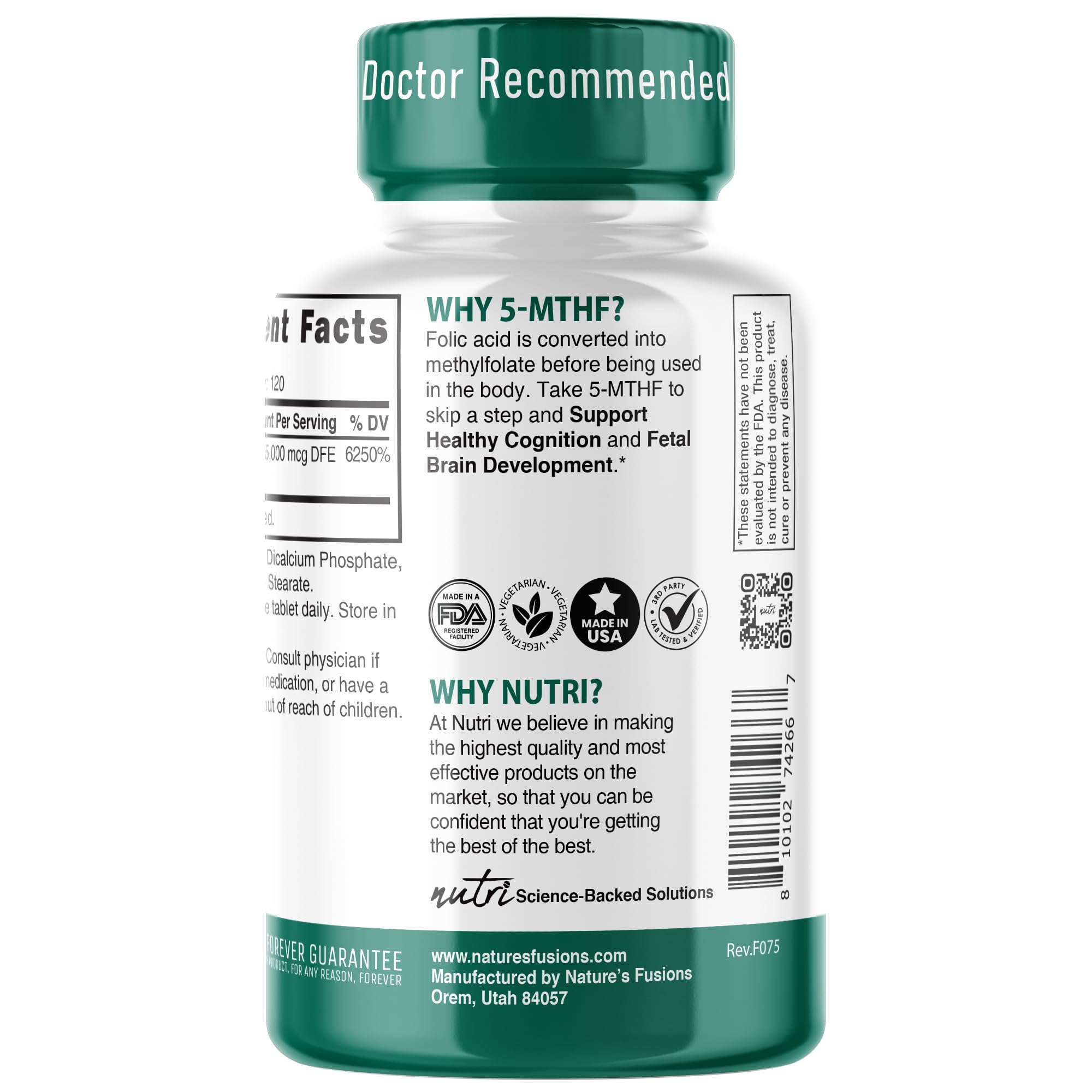 USA GMP/FDA facility with 3rd-party testing label