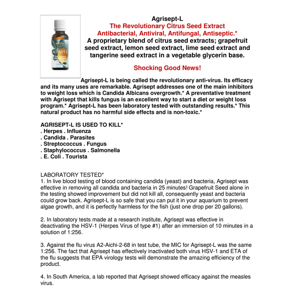 Close-up of Agrisept L Antioxidant bottle label