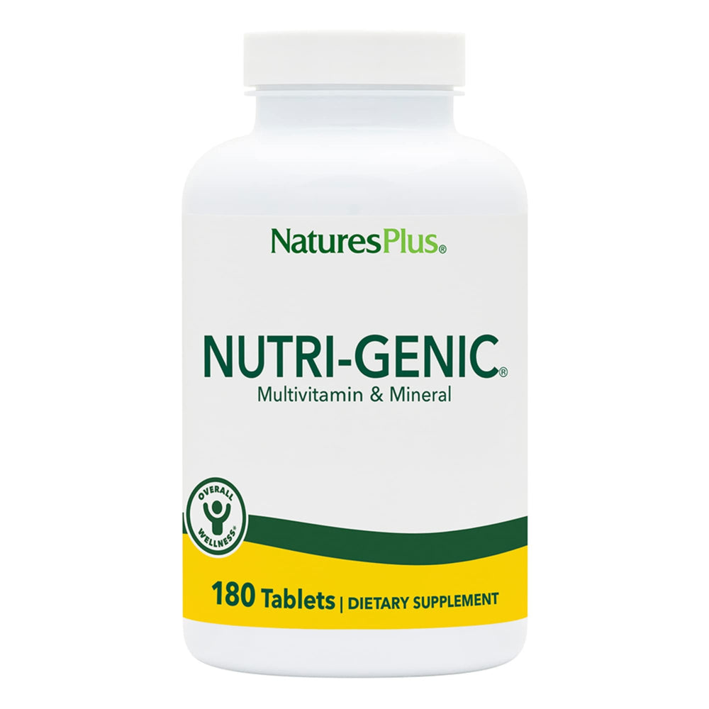 Front view of NaturesPlus Nutri-Genic multivitamin bottle