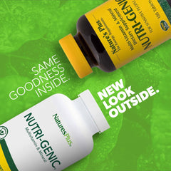 Close-up of Nutri-Genic bottle label highlighting hypoallergenic and gluten-free claims