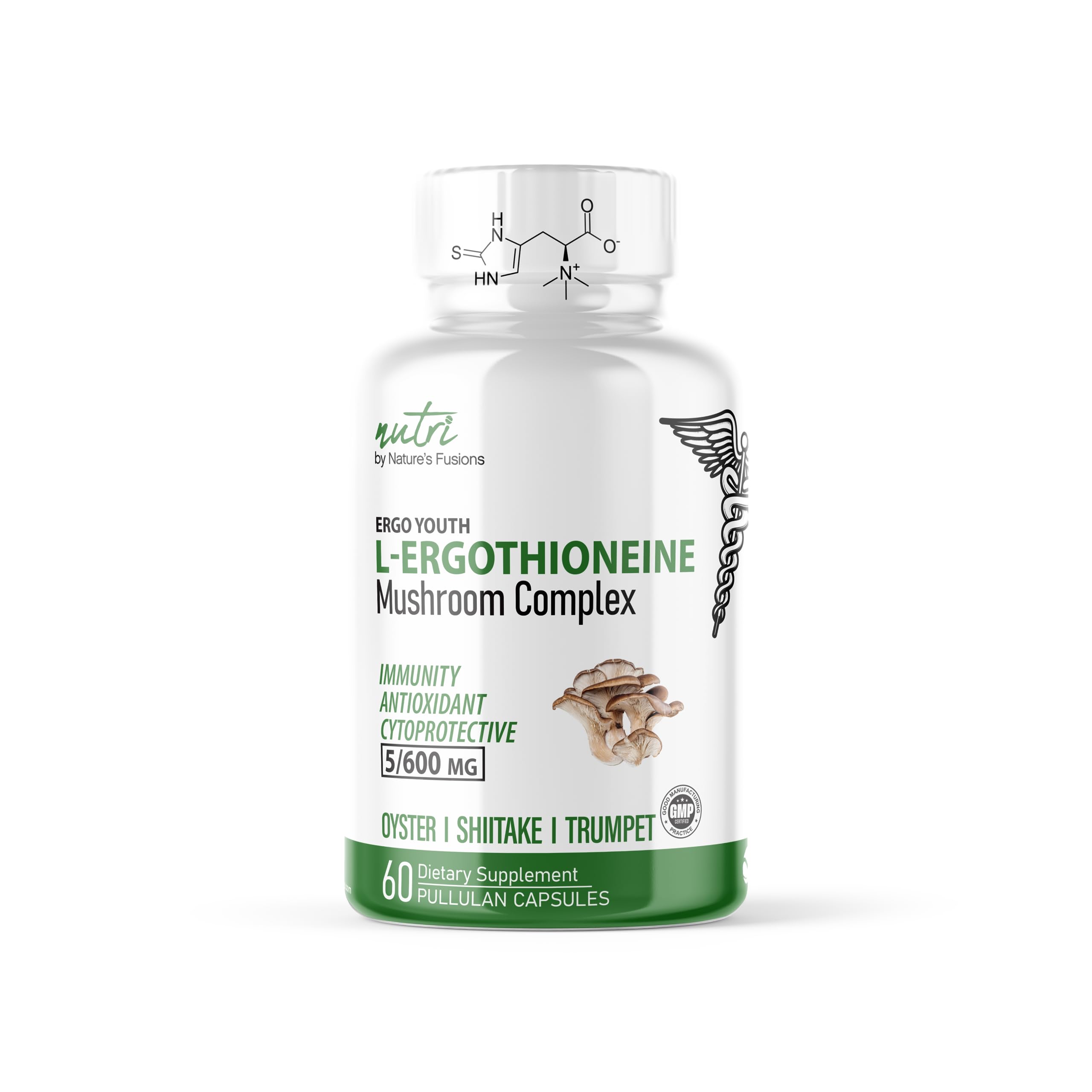 Nutri L Ergothioneine bottle and label on white background