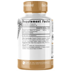 Front view of Nutri Organic Lion's Mane capsules bottle showing 1900 mg 10:1 dual extraction