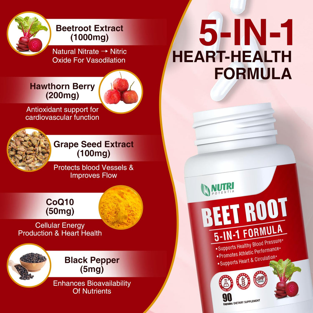 Packaging box of NUTRI POTENTIA Beet Root Capsules