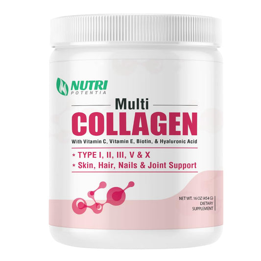 NUTRI POTENTIA Multi Collagen Peptides powder jar label