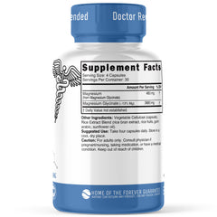 Close-up of the label highlighting 480mg elemental magnesium per 4-capsule serving