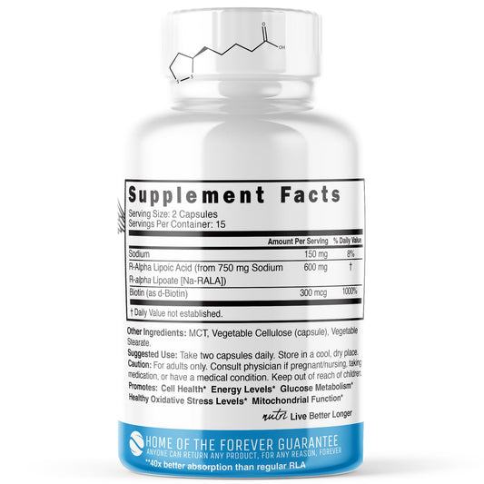 Nutri R Alpha Lipoic Acid 600mg bottle with label