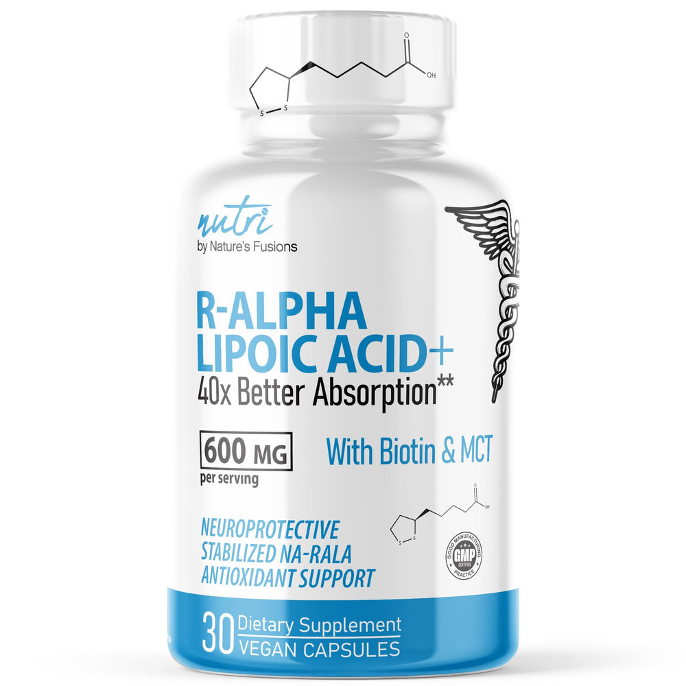 Nutri R Alpha Lipoic Acid 600mg capsules front view