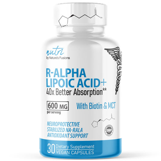 Nutri R Alpha Lipoic Acid 600mg capsules front view