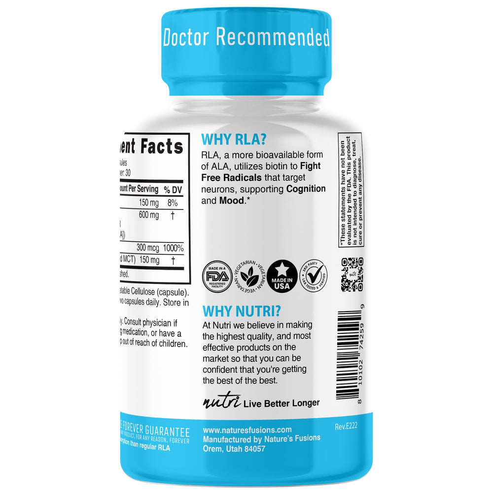 Product packaging design showing RALA and Biotin