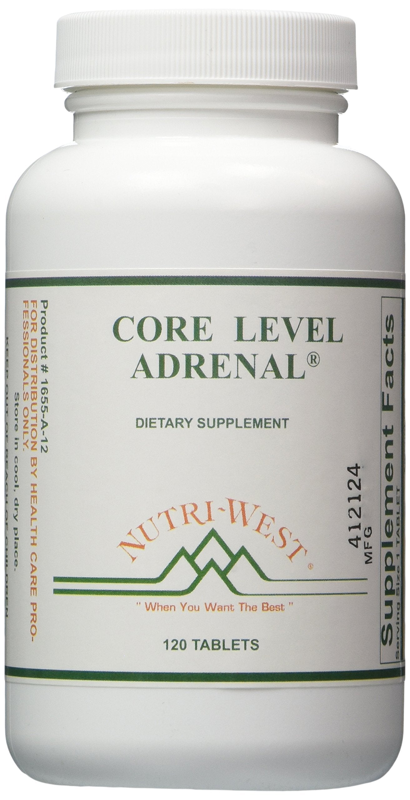 Nutri-West Core Level Adrenal bottle front for daily use.