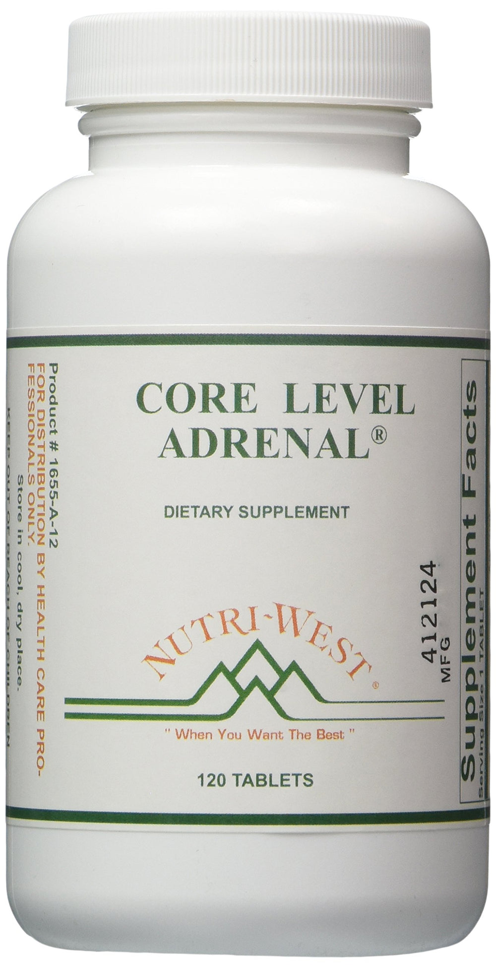 Nutri-West Core Level Adrenal bottle front for daily use.