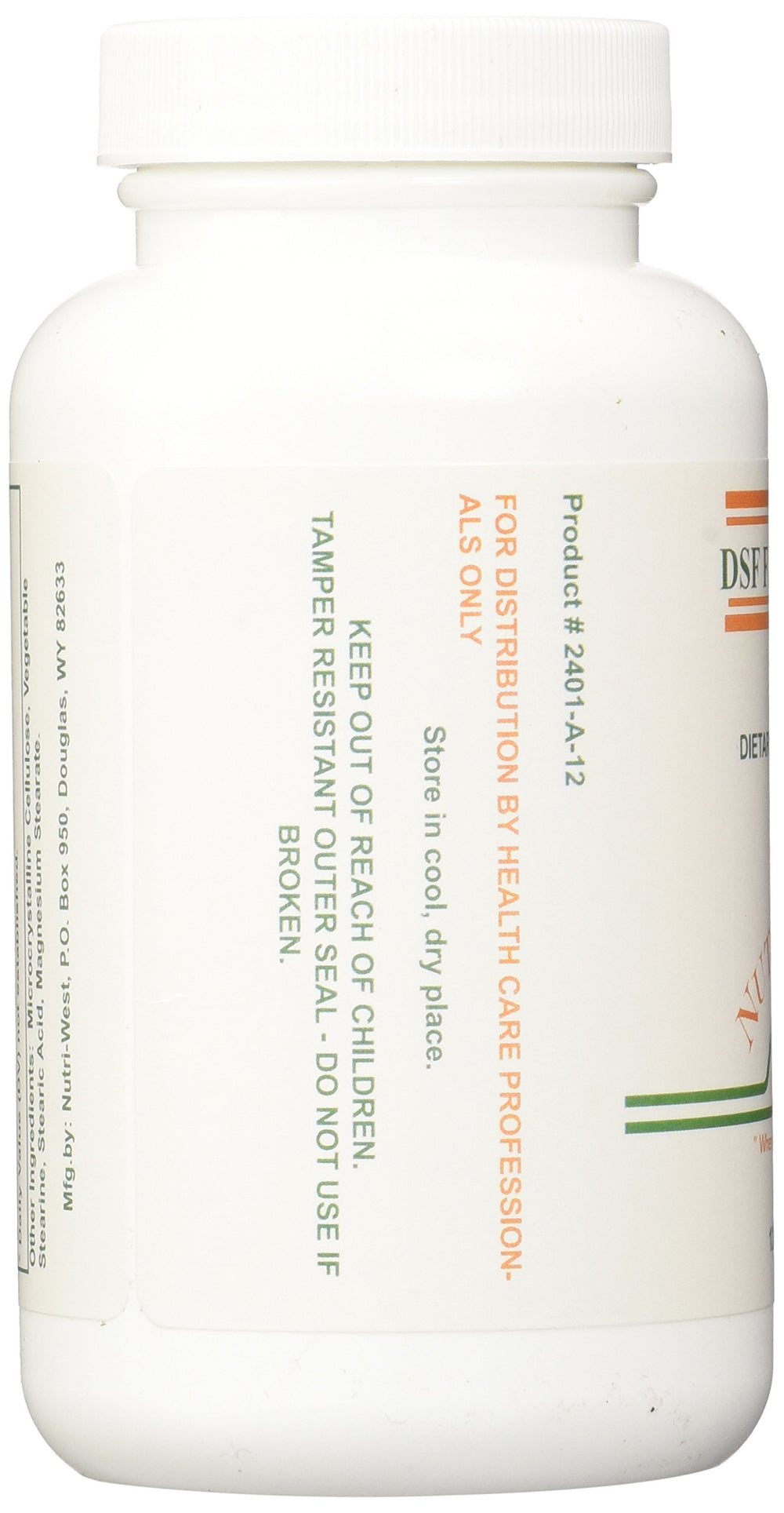 Close-up of Nutri-West DSF Formula Tablets label