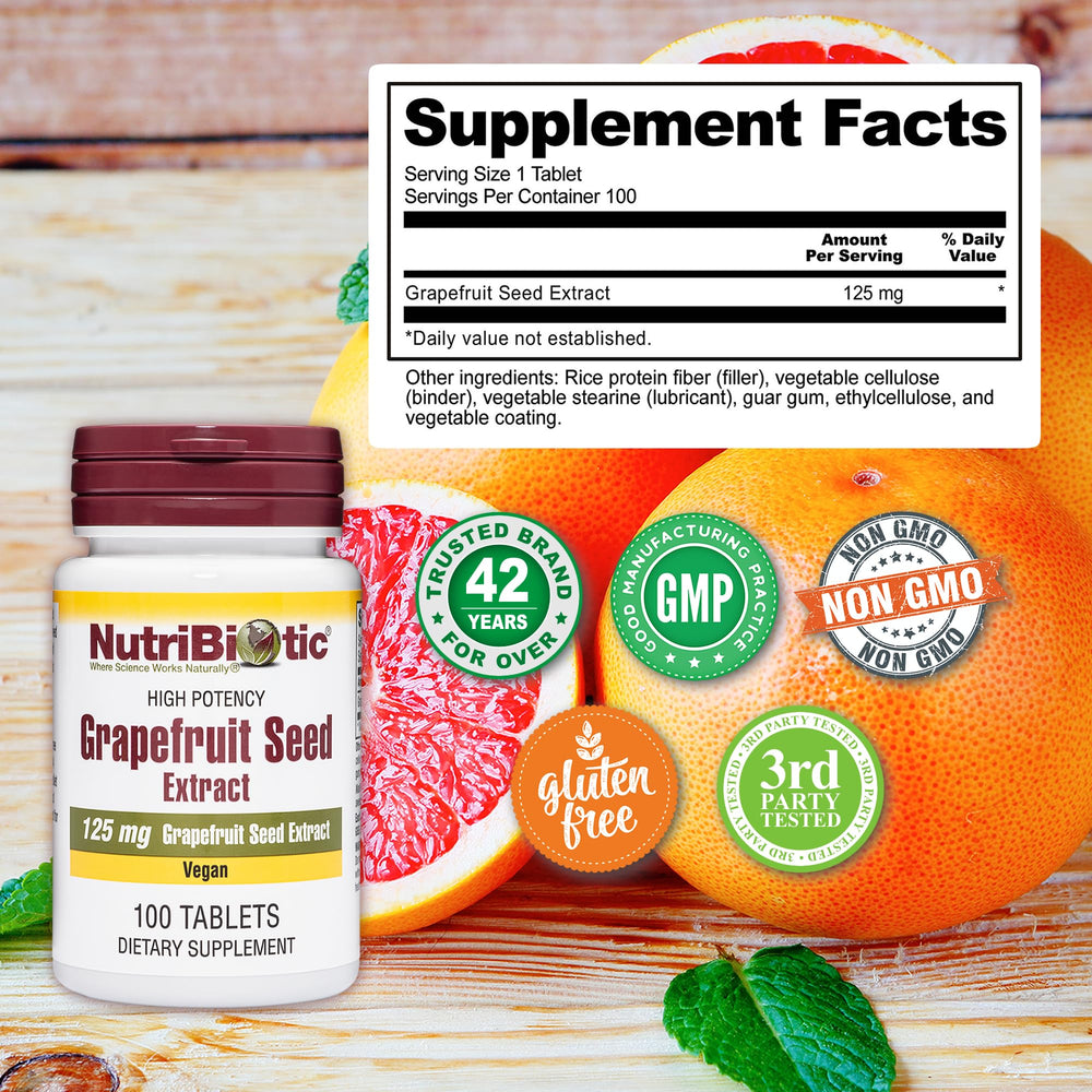 NutriBiotic GSE tablets with USA-made label