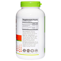 Nutrition facts panel for Vitamin C + D3 & Zinc 250 capsules