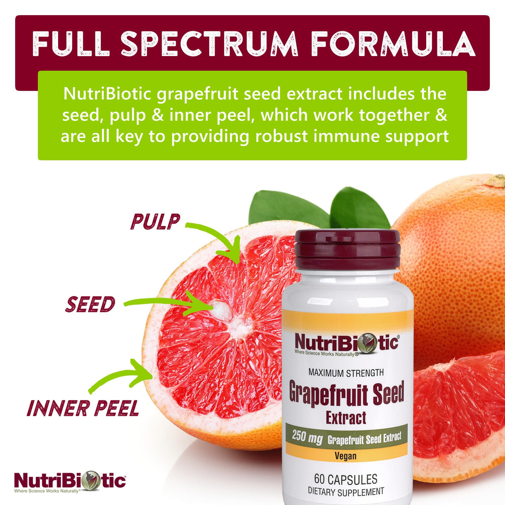 Close-up of Grapefruit Seed Extract capsules label