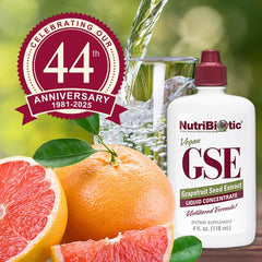 Packaging and bottle of NutriBiotic GSE 4 Oz Liquid