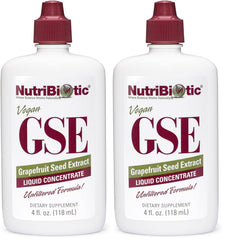 NutriBiotic GSE bottle front shows premium grapefruit seed extract for daily wellness.